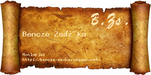 Bencze Zsóka névjegykártya
